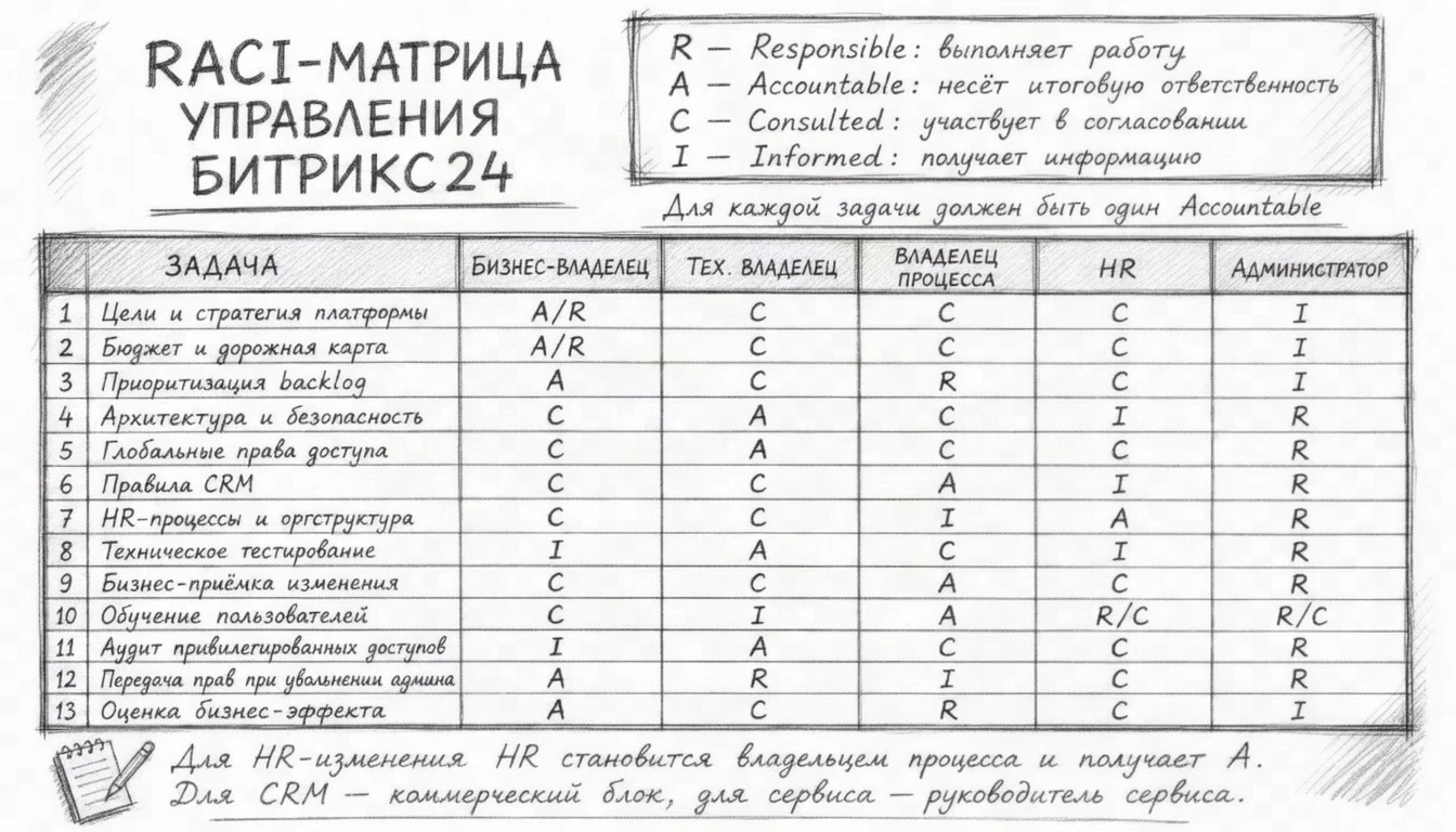 RACI-матрица управления Битрикс24